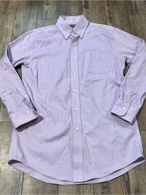 Lauren Ralph Lauren Men 32/33 Purple Chambray Button Down Shirt Slim Fit 15 1/2